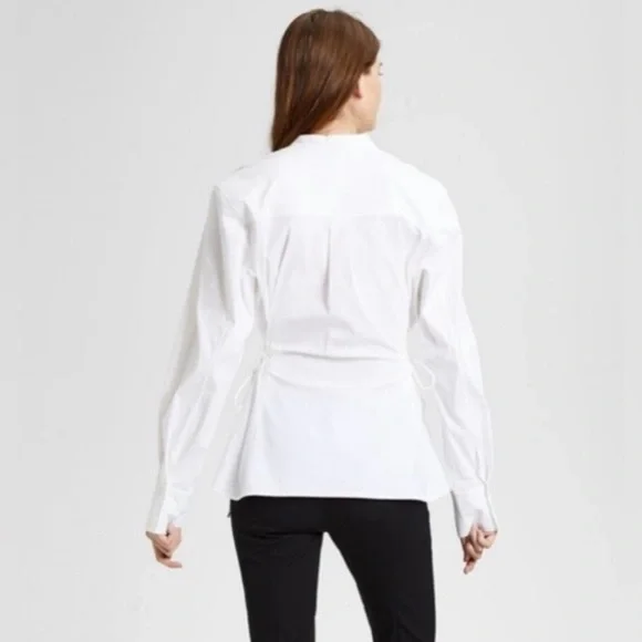 NWT THEORY WHITE LACED BUTTON DOWN, SIZE P - Picture 5 of 16